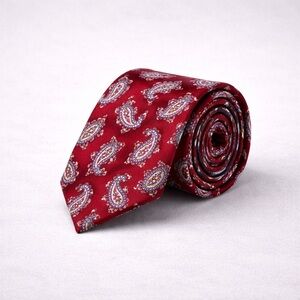 Umberto Bossi Paisley Red Blue Silk Tie Italian Designer Necktie